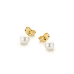 Akoya parel oorstekers geelgoud 5 mm