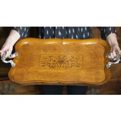 Houten dienblad zilveren grepen Pieter Pieterse Amsterdam 1854