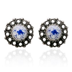 Oorbellen Delfts blauw aardewerk bloem patroon