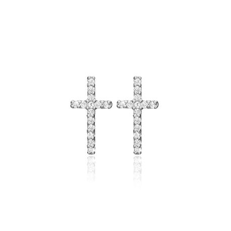 Christina zilveren oorstekers Sparkling Cross