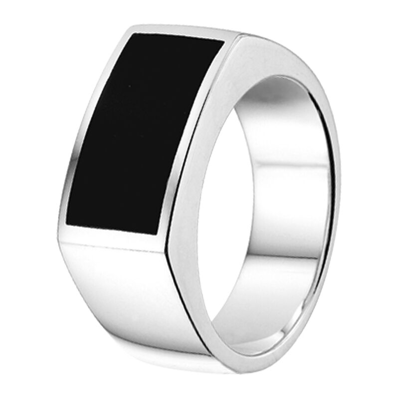 textuur seks stuk Zilveren heren ring bezet met een vierkante onyx - Zilver.nl