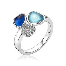 Zinzi driehoek ring wit turkoois en blauw ZIR1786B