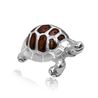 Saturno zilveren miniatuur schildpad bruin emaille