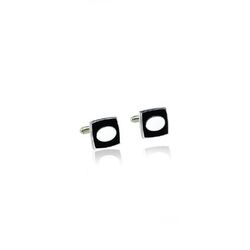 Manchetknopen zilver met zwart emaille Cuff012