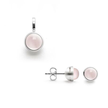 Zilveren oorbellen en hanger met roze Bastian Inverun