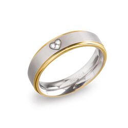 Boccia Titanium bicolor ring met diamanten hartje 0134-06