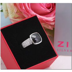 Zilveren ring met zwart en wit zirconia van Zinzi ZIR375z