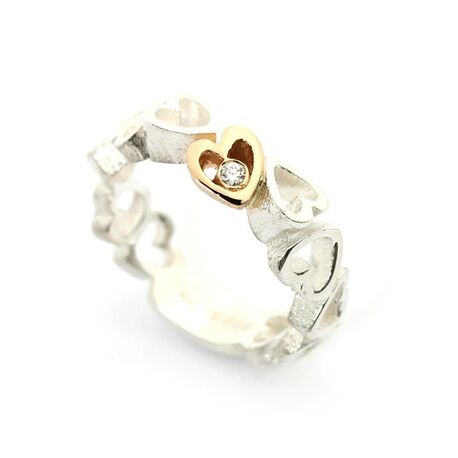 Per Borup zilveren ring Open Your Heart diamantje