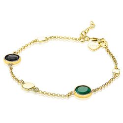 Zinzi verguld zilveren armband zwart groen ZIA1869