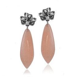 Zilveren markasiet oorstekers met roze quartz