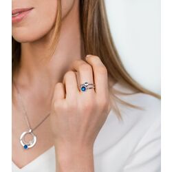 Zilveren multi-look ring blauw wit ZIR1963