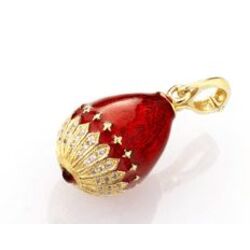 Fabergé ei hanger rood emaille met zirkonia P01482r