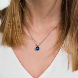 Zinzi zilveren hanger blauwe crystal parel ZIH1151B