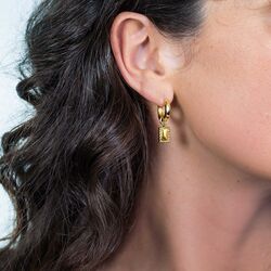 Zinzi vergulde creoolbedels rechthoek bolletjes ZICH1976G