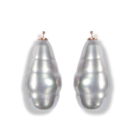 Heide Heinzendorff grijze grote barok parel aanhangers E99