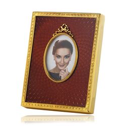 Vergulde fotolijst met rood emaille van Tsars Collection