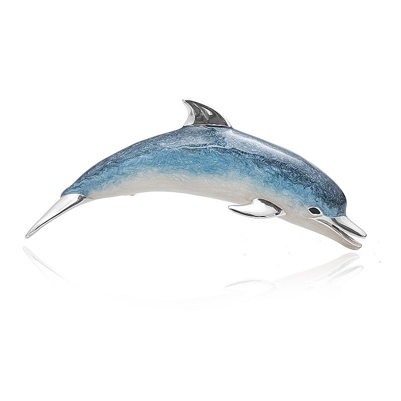 Zilveren miniatuur dolfijn blauw emaille Saturno