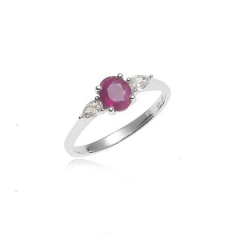 Mos esthetisch Voortdurende Witgouden ring met robijn en peervormige diamant - de mooiste ringen!