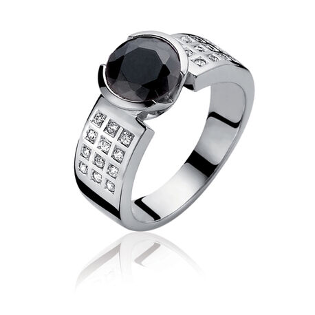 zilveren ring zwart en wit zirconia ZIR500z