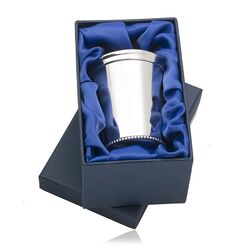 modern design zilveren baby drinkbeker met parelrand