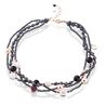 Lelune ketting 3 rijen LGNK252 collier hematiet, parels, granaatjes en agaat bij Zilver.nl