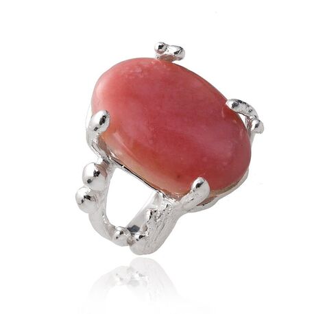 Zilveren ring met roze opaal