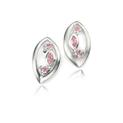 Zilver hanger met oorbellen roze zirconia van Elements Silver