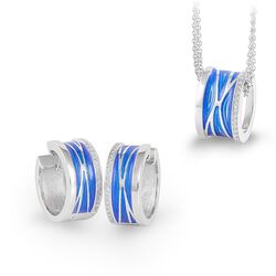 Zilveren set blauw lak