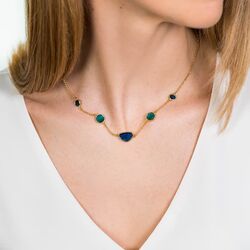 ZINZI sieradenset blauw en groene kleursteen