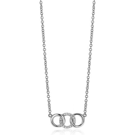 Zinzi zilveren ketting met 3 open rondjes ZIC2045