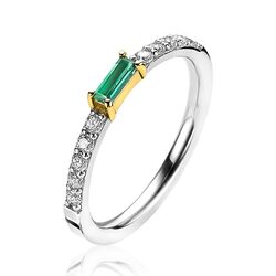 Zinzi zilveren ring bicolor baguette groen ZIR2133G