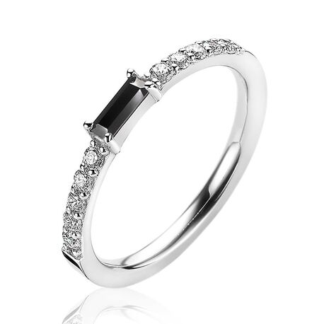 Zinzi zilveren ring baguette zirkonia zwart ZIR2133Z