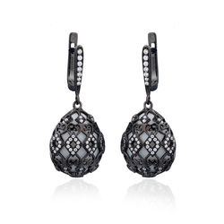 Tsars Collection set zwart zilver met wit agaat en zirkoon