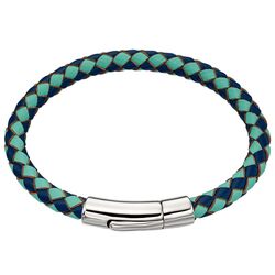 Little Star leren armband Luca blauw groen leer met zilver
