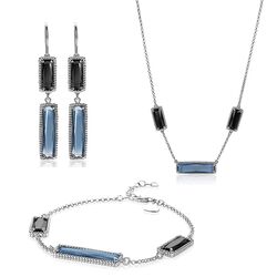 ZINZI sieradenset sierlijke rechthoeken zwart blauw