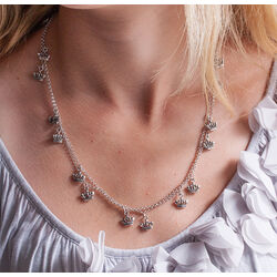 Zilveren sieradenset collier en oorbellen kroontjes Raspini