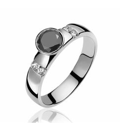 Zinzi zir511z zilveren ring met zwart en wit zirkonia 