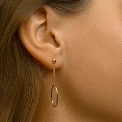 Geelgouden oorbellen ovaal bungelend ornament 