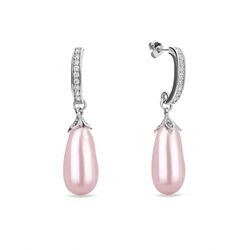 Spark charm zilveren oorbellen licht roze