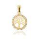 Geelgouden levensboom hanger rond zirkonia