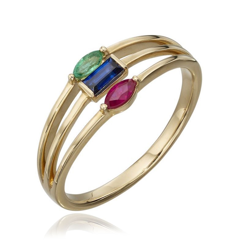 Azië Medaille Voorzichtigheid Elements Gold 9 karaat ring saffier smaragd robijn GR541 - Zilver.nl