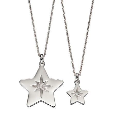 Little Star colliers met ster diamantje voor moeder en kind