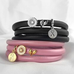 Roze leren armband Christina