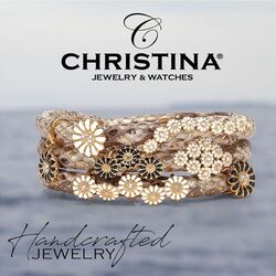 Christina leren armband 70 cm golden snake