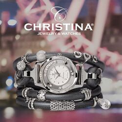 Christina wikkelarmband gunmetal met vergulde bedel