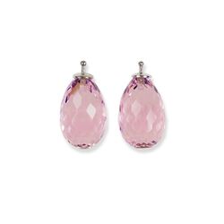 Zilveren creolen Lisa met roze aanhangers Heide Heinzendorff