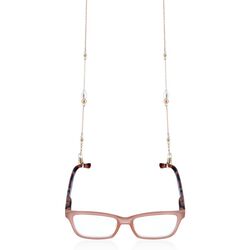 Lelune brillenkoord rosé zilver met parels LGCG03