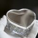 Kristallen sieradendoos toilettafeldoosje in vorm van een hart met zilveren deksel