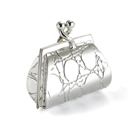 Zilveren pillendoosje in de vorm van een handtas