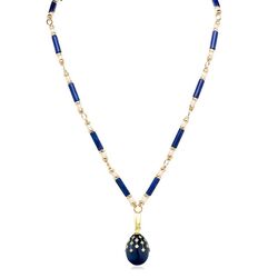 Tatiana Fabergé set lapis lazuli collier met ei hanger blauw verguld